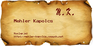Mehler Kapolcs névjegykártya